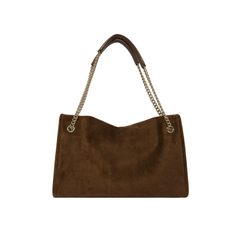 Orciani Venus Peach Midi Borsa a Spalla in Suede Marrone