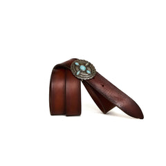 Orciani Bull Oval-Buckle Cintura in Pelle Bruciato