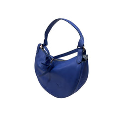 Lingua d'Oca Borsa a Spalla Donna in Pelle Blu con Tracolla