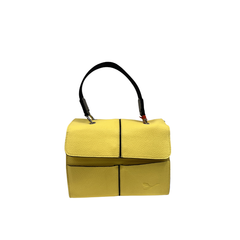 Lingua d'Oca Borsa a Mano Donna in Pelle Martellata Gialla con Tracolla
