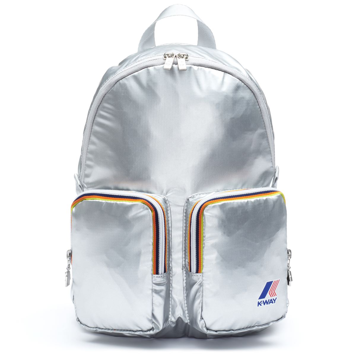 Zaino Grigio Zaino K Way Argento K-Way, Zaino Donna Metal Grey