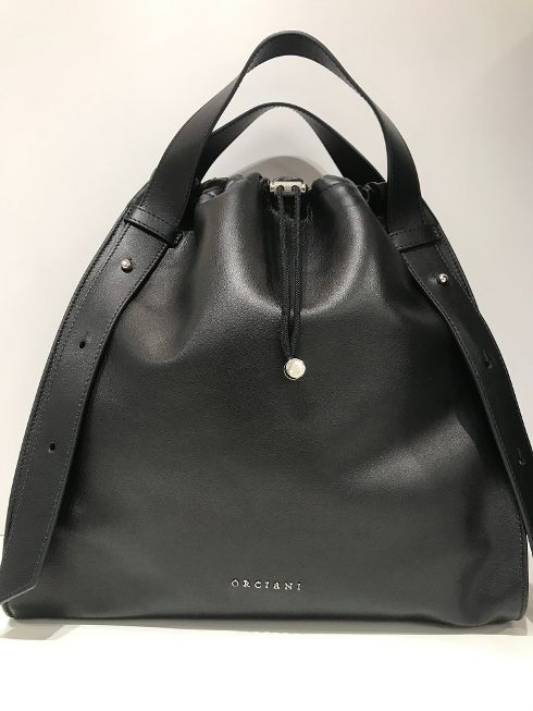 Orciani borsa a spalla e a mano in pelle nera lotus B02059LTS-001