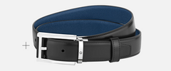 Montblanc 128771 cintura reversibile in pelle nera/blu 30 mm