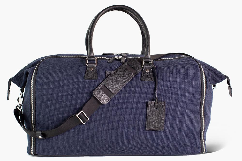 Ludovico Marabotto BORSONE CON PORTA ABITI FLAMINGO LINO BLU/REGIMENTAL