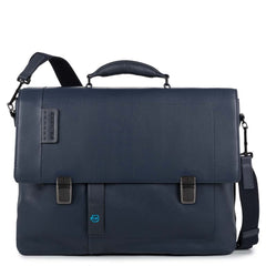 Piquadro Cartella Porta Computer A Due Chiusure Con Patta E Scomparto Porta Ipad®Air/pro 9,7 Pulse Blu Notte CA4130P15