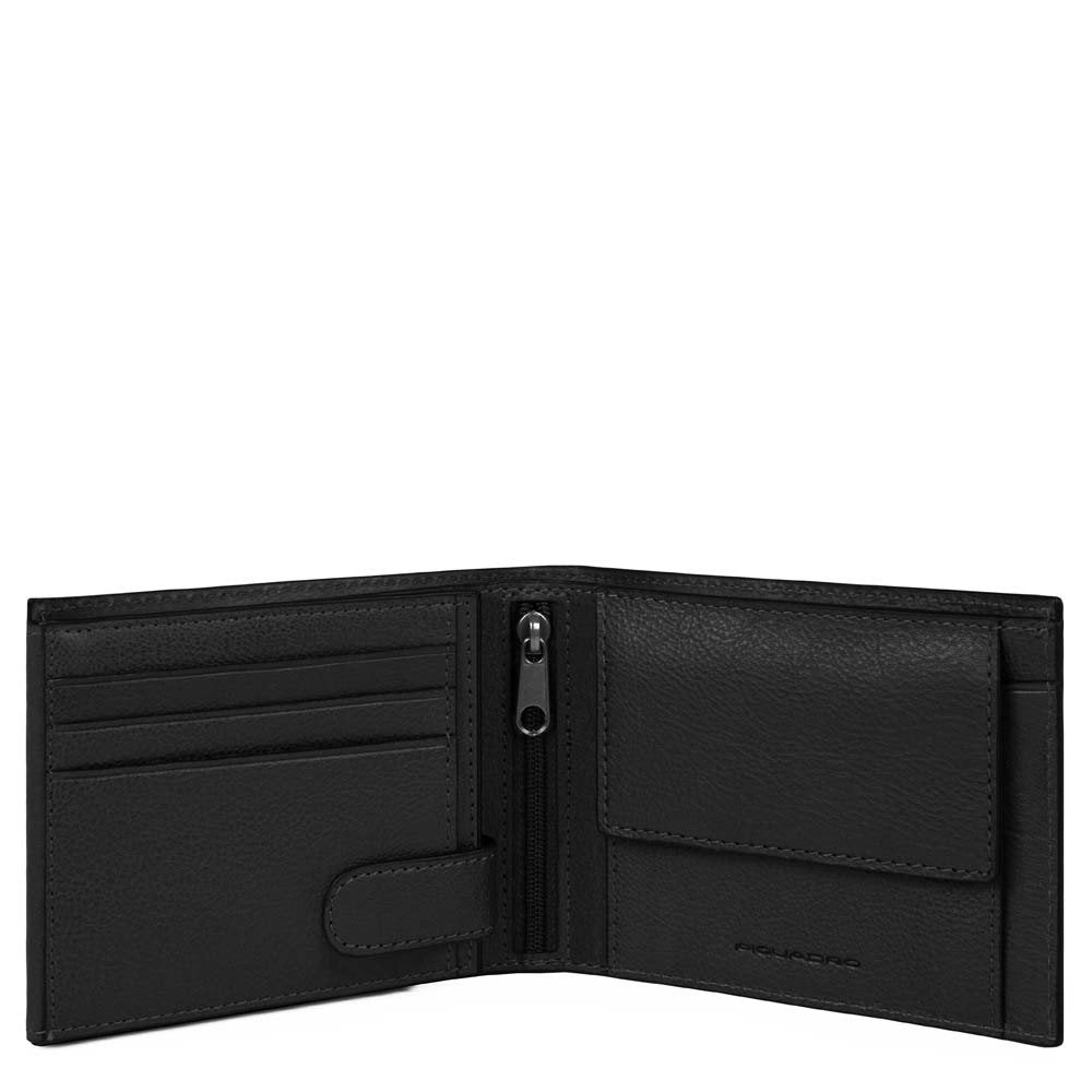 Piquadro Portafoglio Uomo Con Portamonete, Porta Carte Di C Nero