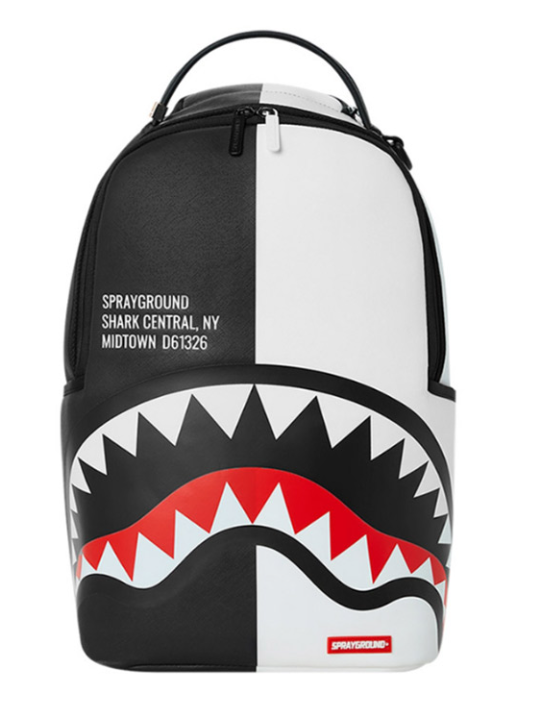 Sprayground 910B5441NSZ - SHARK CENTRAL 2.0 SPLIT BLACK U WHITE BACKPACK