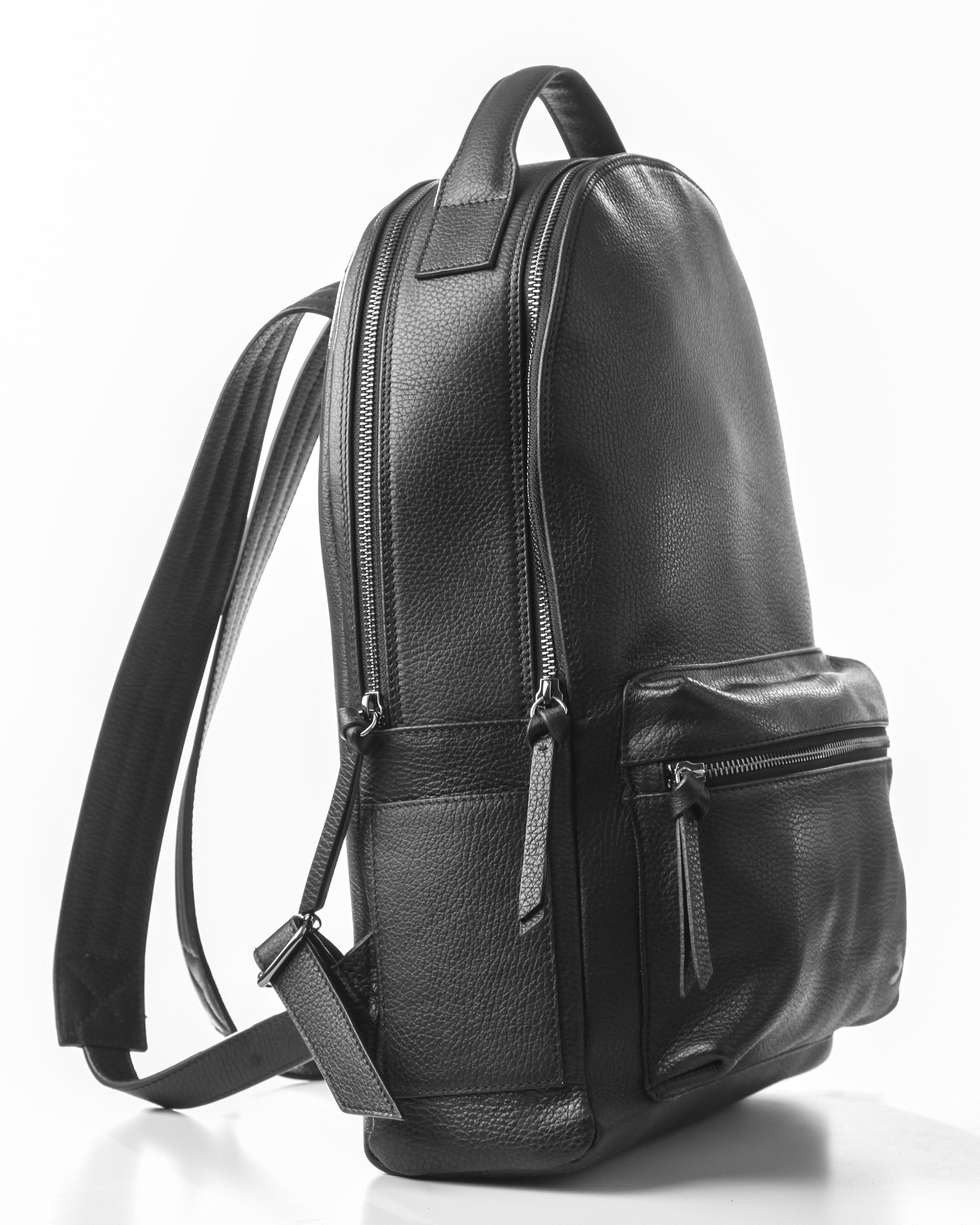 Lingua d'oca zaino in pelle martellata nero 183582.01