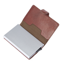 Portacarte in pelle a scatto con protezione rfid