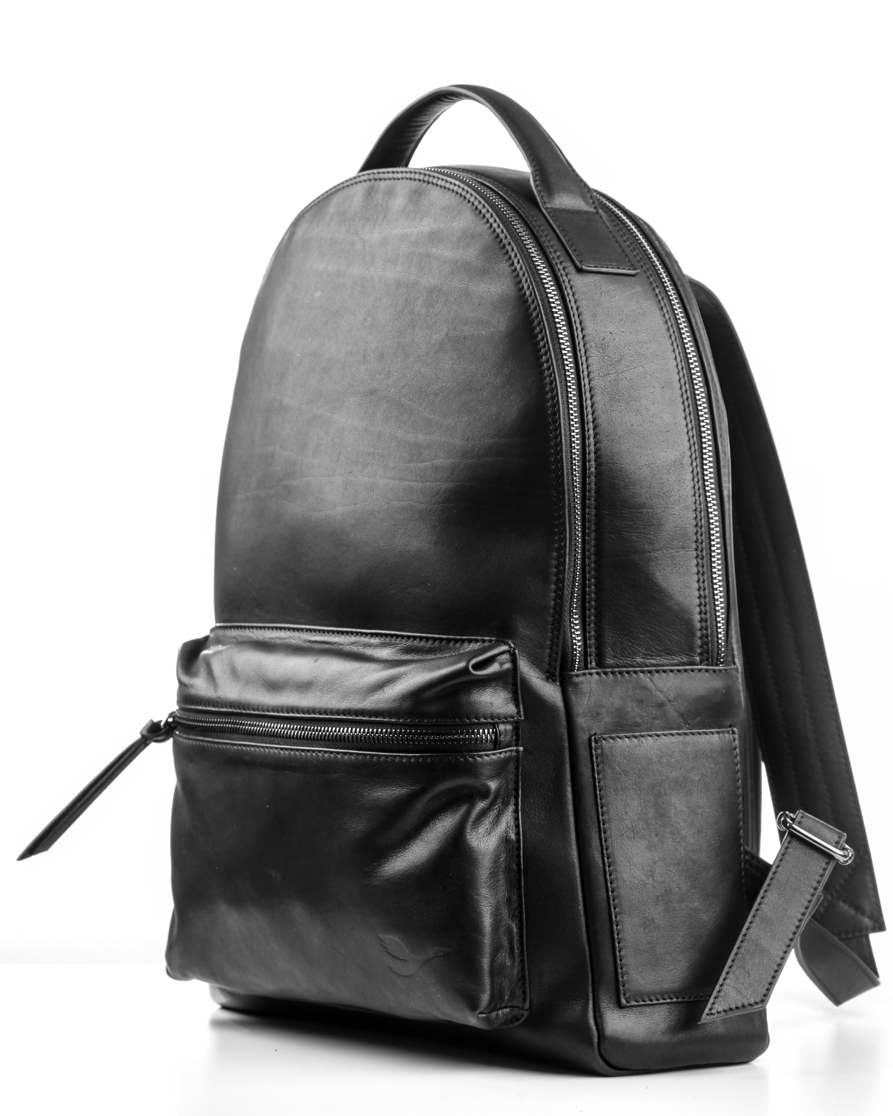 Lingua d'oca zaino in pelle liscia nero 183582.03