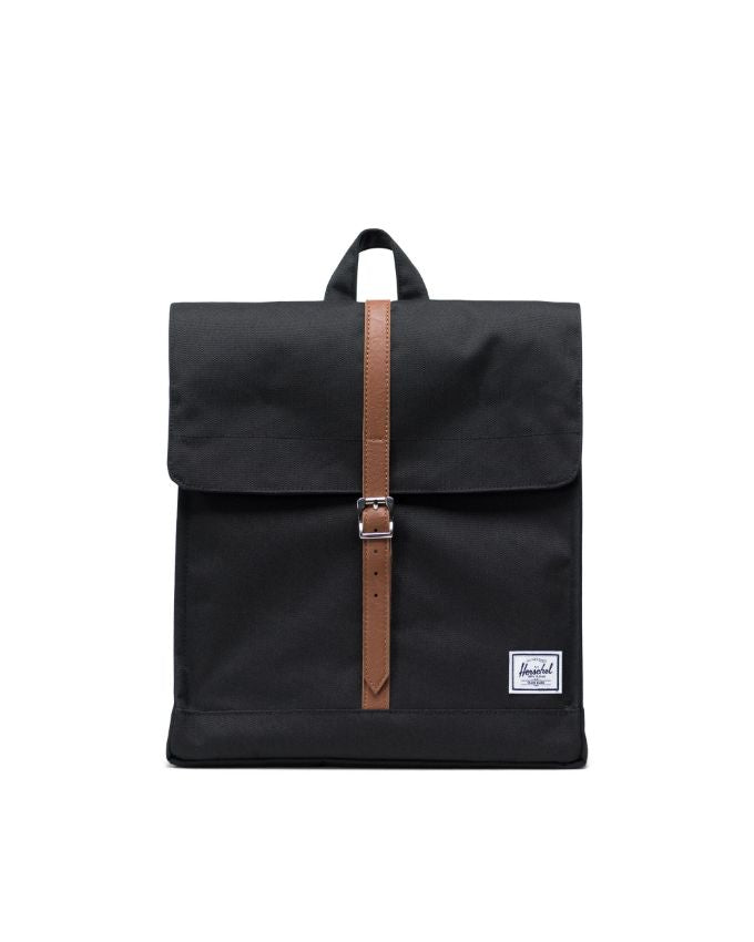 herschel Zaino City Mid-Volume nero / pelle sintetica marrone chiaro 10486-00001-OS 66419048600001