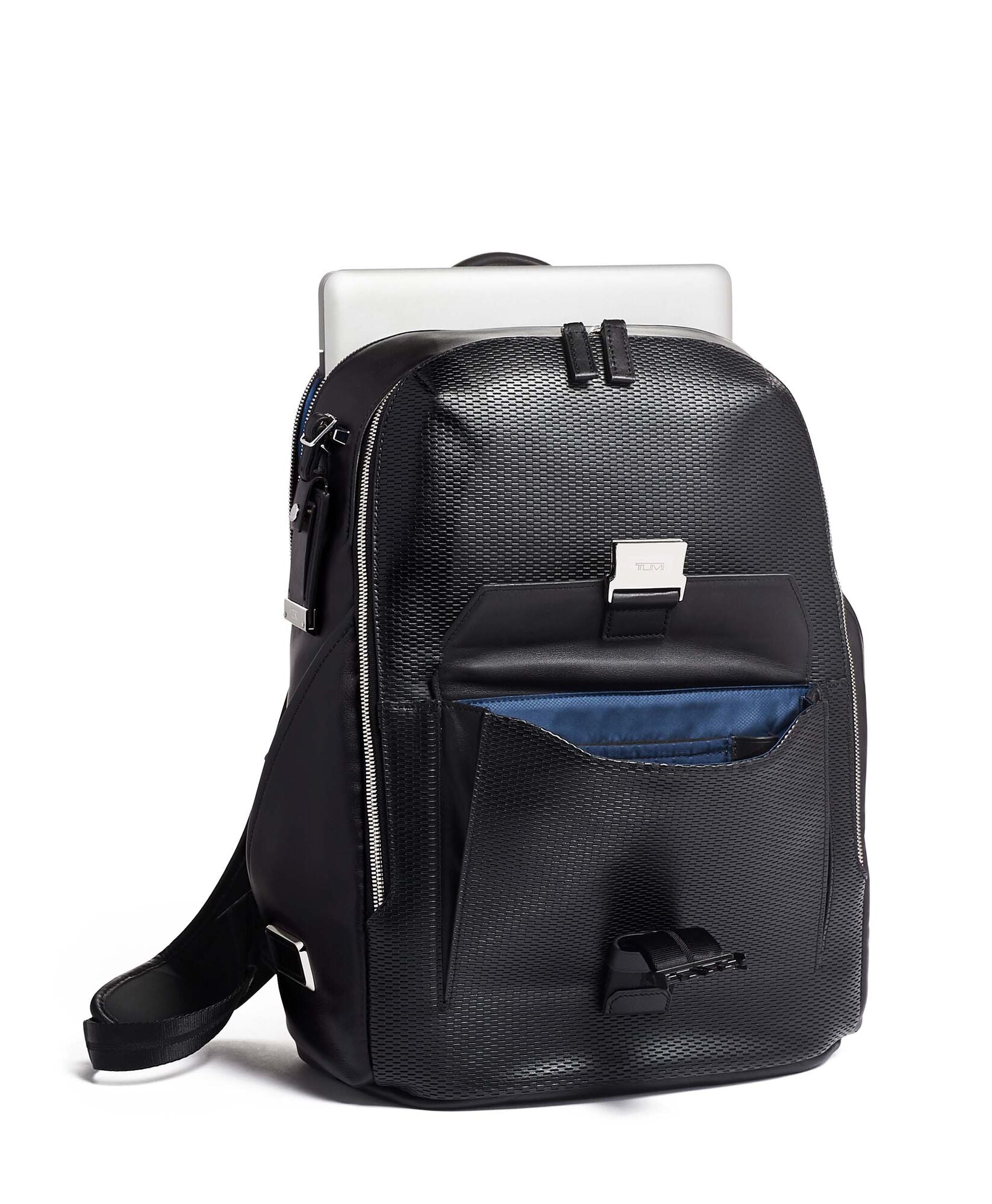 tumi ashton kenton foldover backpack black friday sale Tumi Ashton Doyle backpack in Black Perforated leather 130529-7251 093 – De Santis