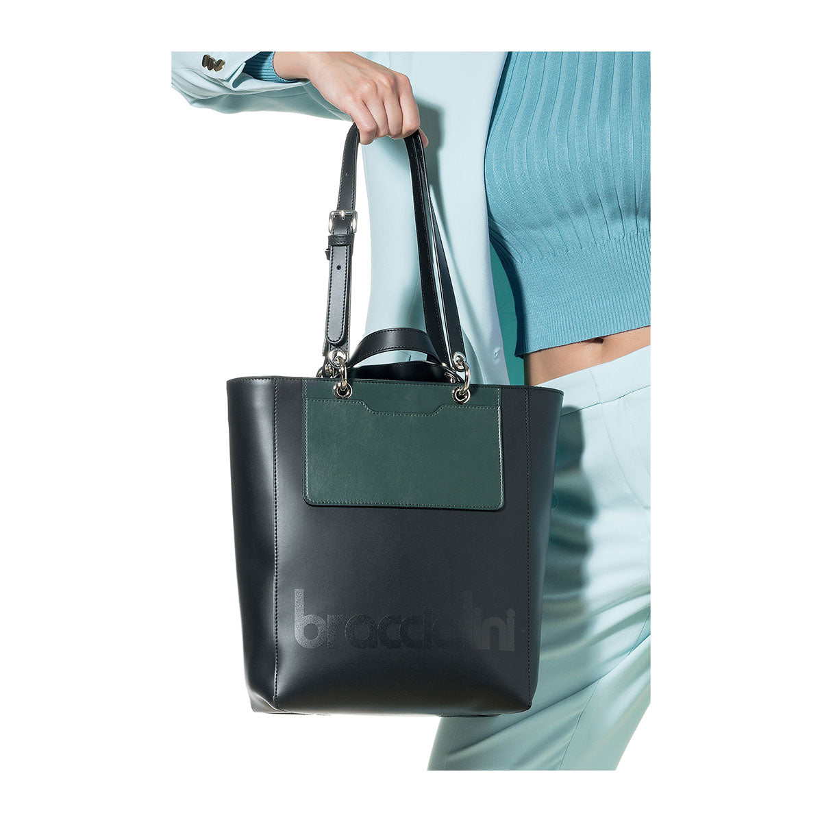 Braccialini Borsa Tote My One Nero/Verde B14690 PP3050