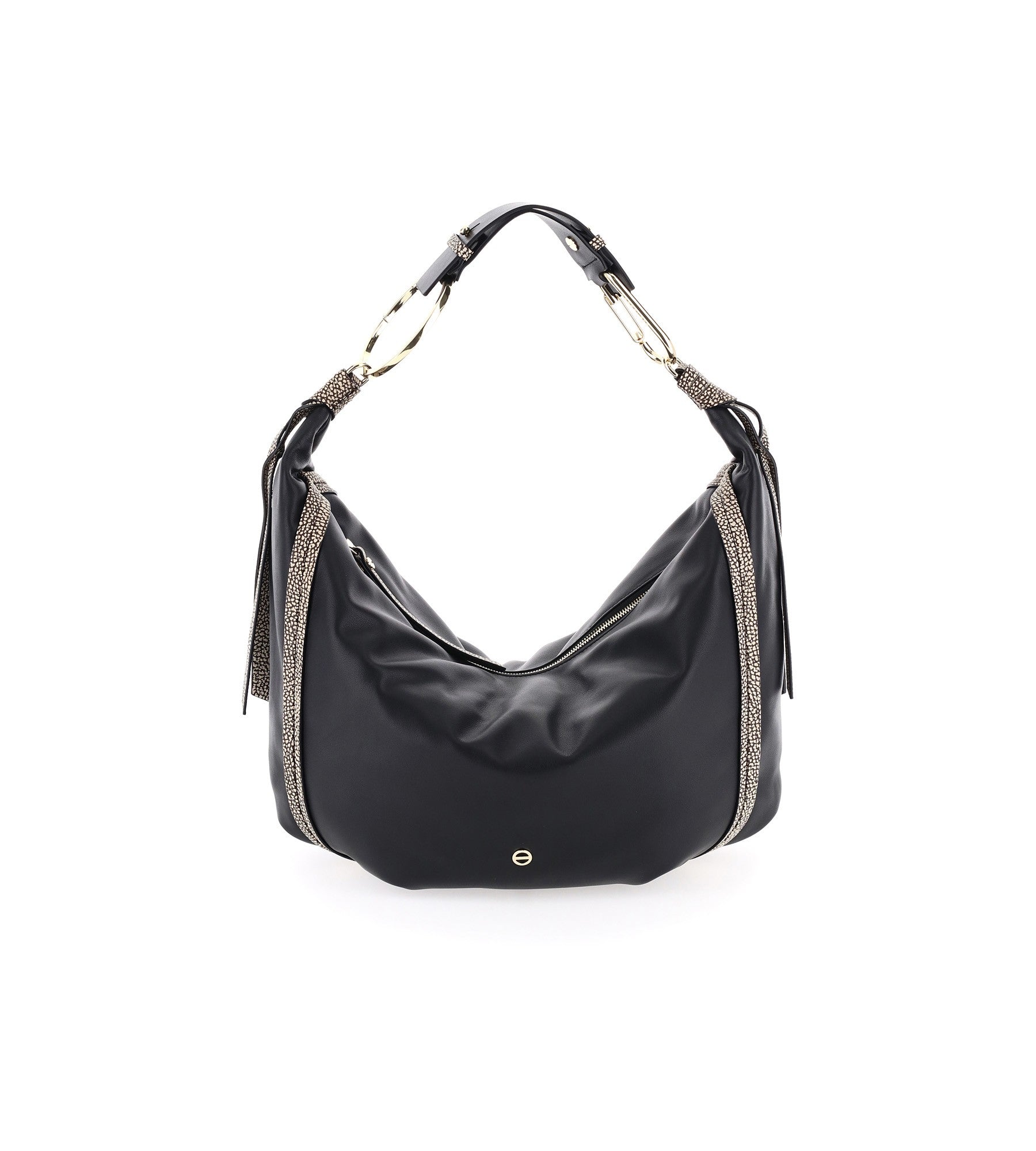 Borbonese Hobo Orbit Medium In Vitello Nero/op Nat Borsa donna borbonese 963824H96480