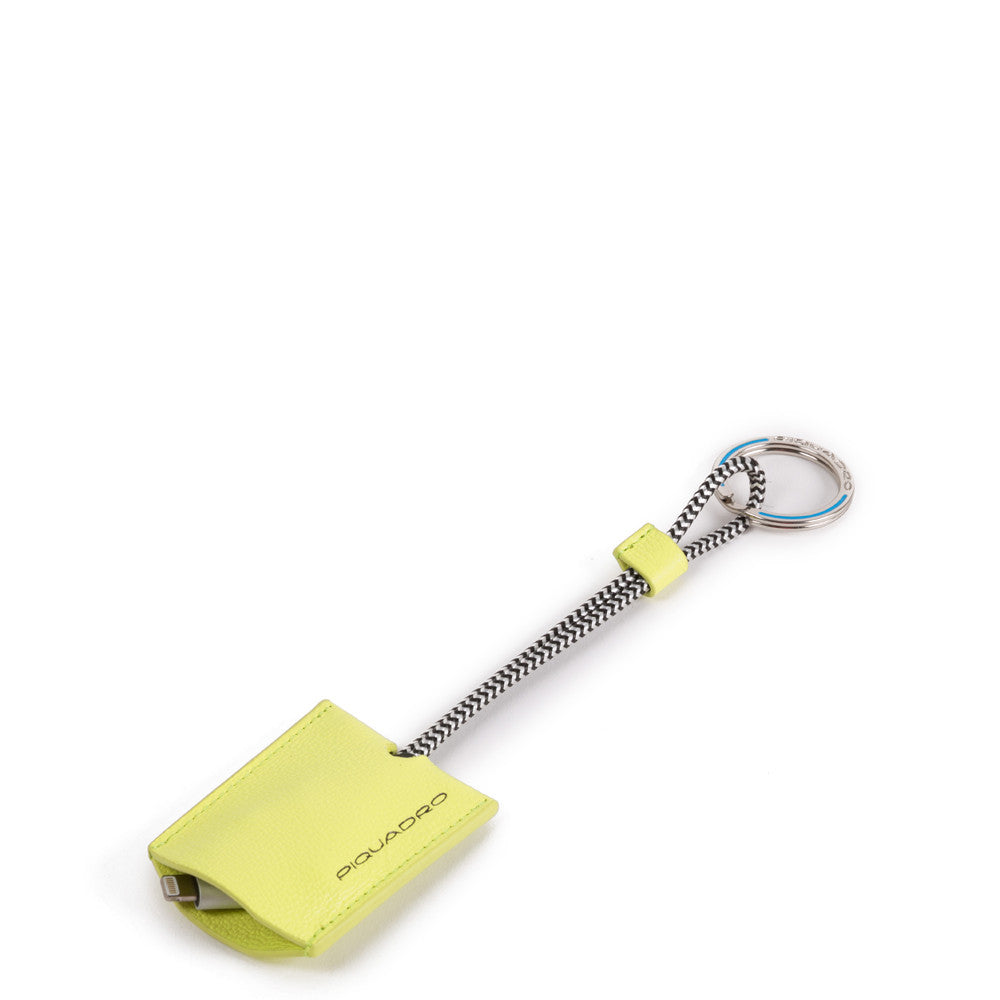 Portachiavi In Pelle Con Cavo Usb Giallo Fluo Piquadro AC4236EM/G