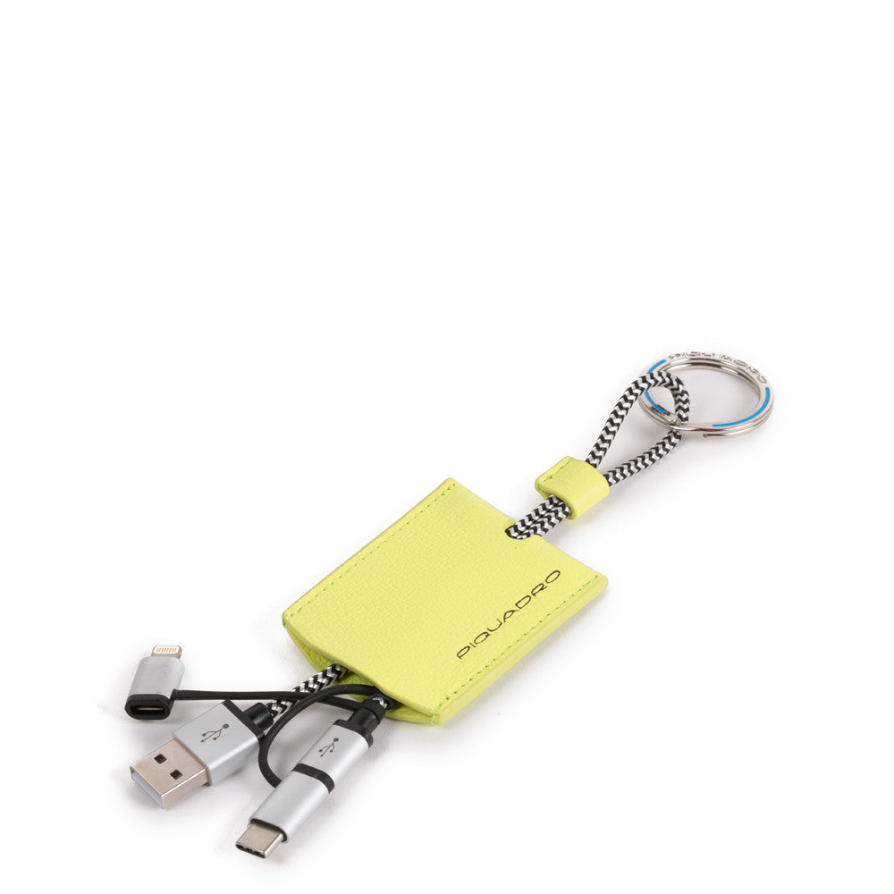 Portachiavi In Pelle Con Cavo Usb Giallo Fluo Piquadro AC4236EM/G