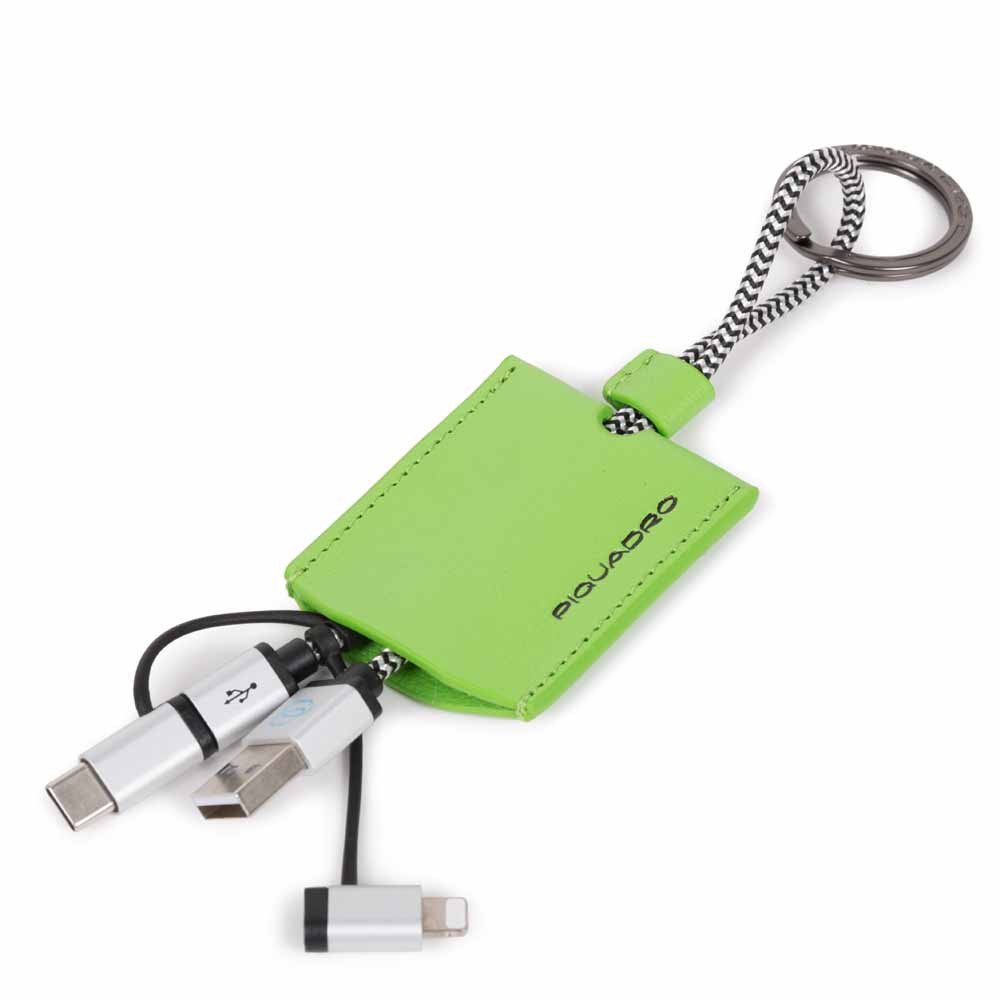 Portachiavi In Pelle Con Cavo Usb Verde Fluo Piquadro AC4236EM/VE