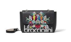 Borsa a spalla nero con stampa Braccialini B14800 YY3131