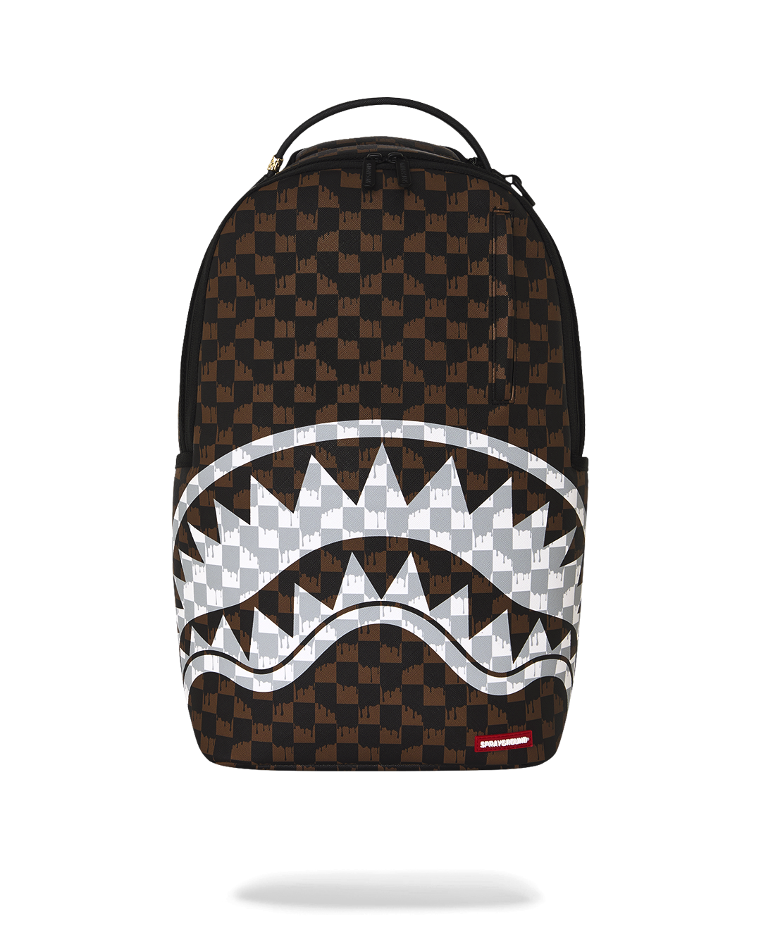 Sprayground Cream and Brown Tear Check Backpack
