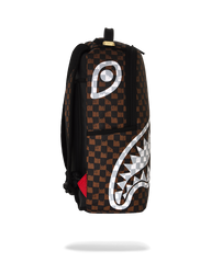 Sprayground Cream and Brown Tear Check Backpack