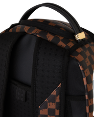 Sprayground Cream and Brown Tear Check Backpack