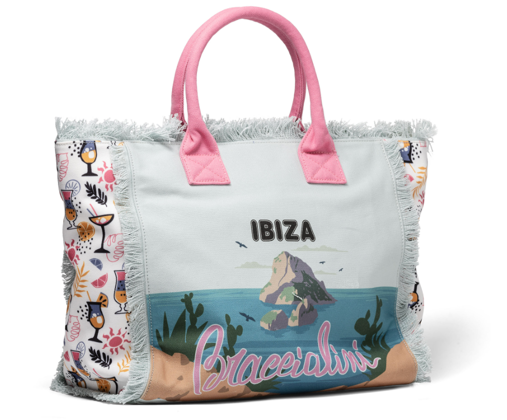 De Santis | Braccialini Collezione Summer B17725-TC3228 – Borsa estiva in canvas con stampa Ibiza