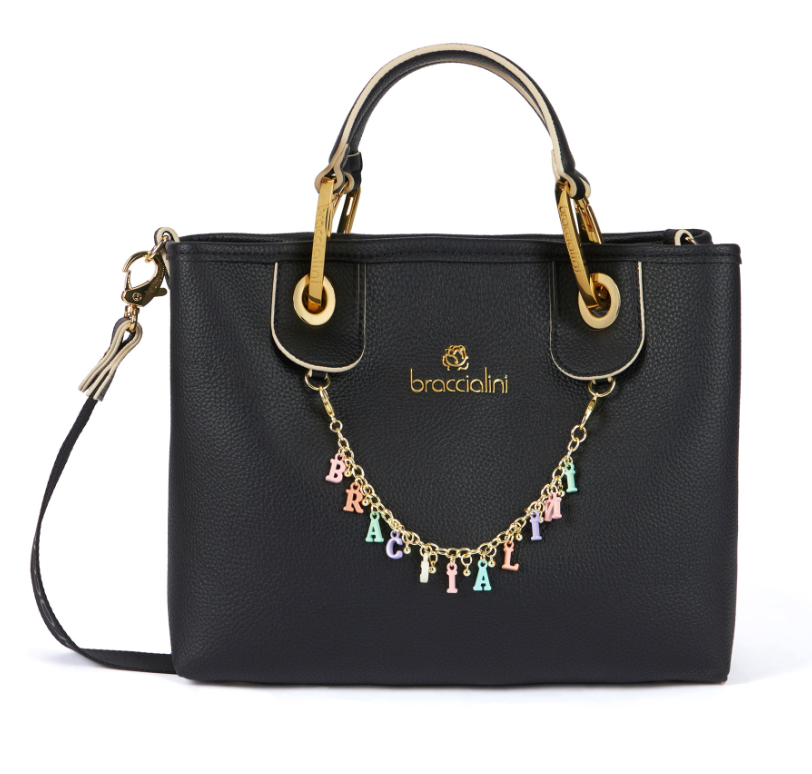 De Santis | Braccialini Linea Beth Nera B17691-YY100 – Borsa in polisynt con design solare e vivace 