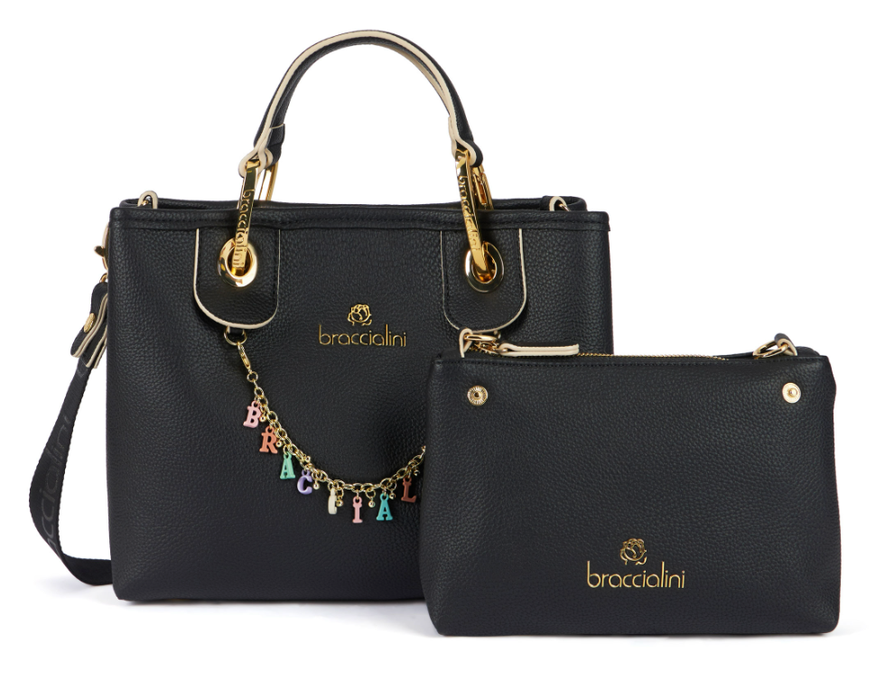 De Santis | Braccialini Linea Beth Nera B17691-YY100 – Borsa in polisynt con design solare e vivace 