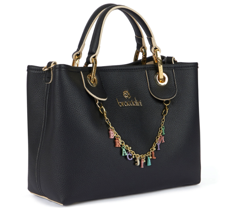 De Santis | Braccialini Linea Beth Nera B17691-YY100 – Borsa in polisynt con design solare e vivace 