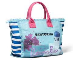 De Santis | Braccialini Collezione Summer B17725-TC3232 – Borsa estiva in canvas con stampa Santorini