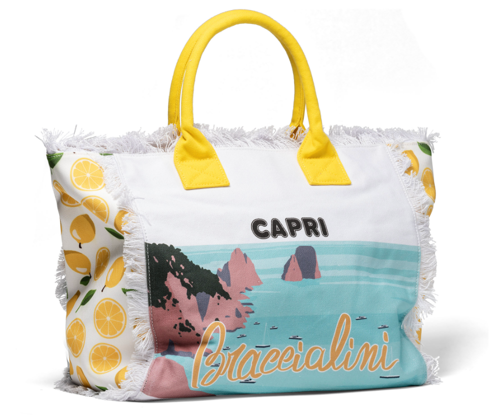 De Santis | Braccialini Collezione Summer B17725-TC3227 – Borsa estiva in canvas con stampa Capri