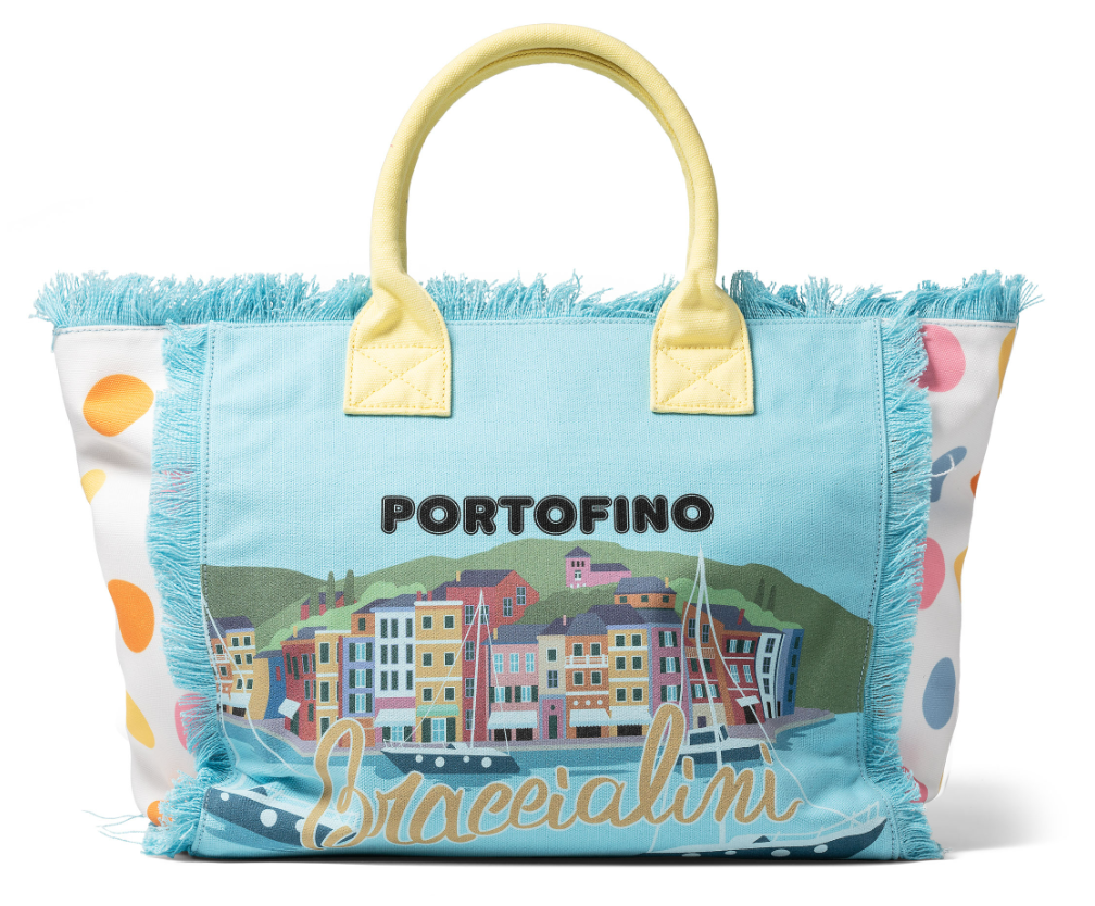 De Santis | Braccialini Collezione Summer B17725-TC3229 – Borsa estiva in canvas con stampa Portofino