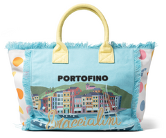De Santis | Braccialini Collezione Summer B17725-TC3229 – Borsa estiva in canvas con stampa Portofino