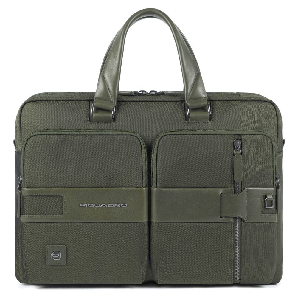 Cartella A Due Manici Porta Computer E Porta Ipad Verde Militare Piquadro CA4470S107/VE