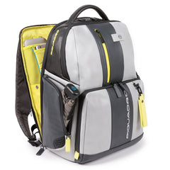 Piquadro, zaino in pelle all-tech grigio/giallo CA4550UB00BM/GRGR