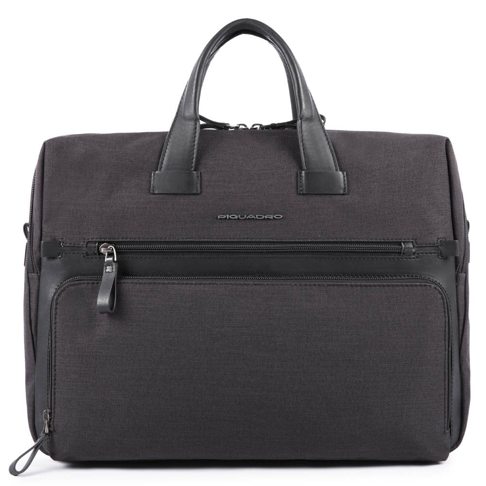 Piquadro Cartella Due Manici In Pelle E Tessuto Nero CA4844W98/N