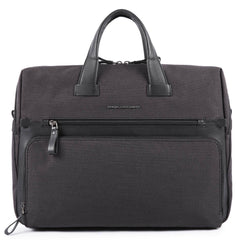 Piquadro Cartella Due Manici In Pelle E Tessuto Nero CA4844W98/N