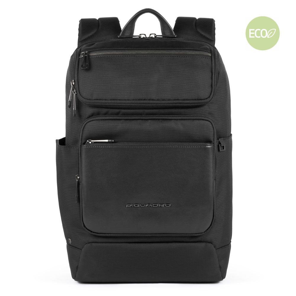 Zaino Porta Computer In Pelle E Tessuto Piquadro Nero CA5316S115/N