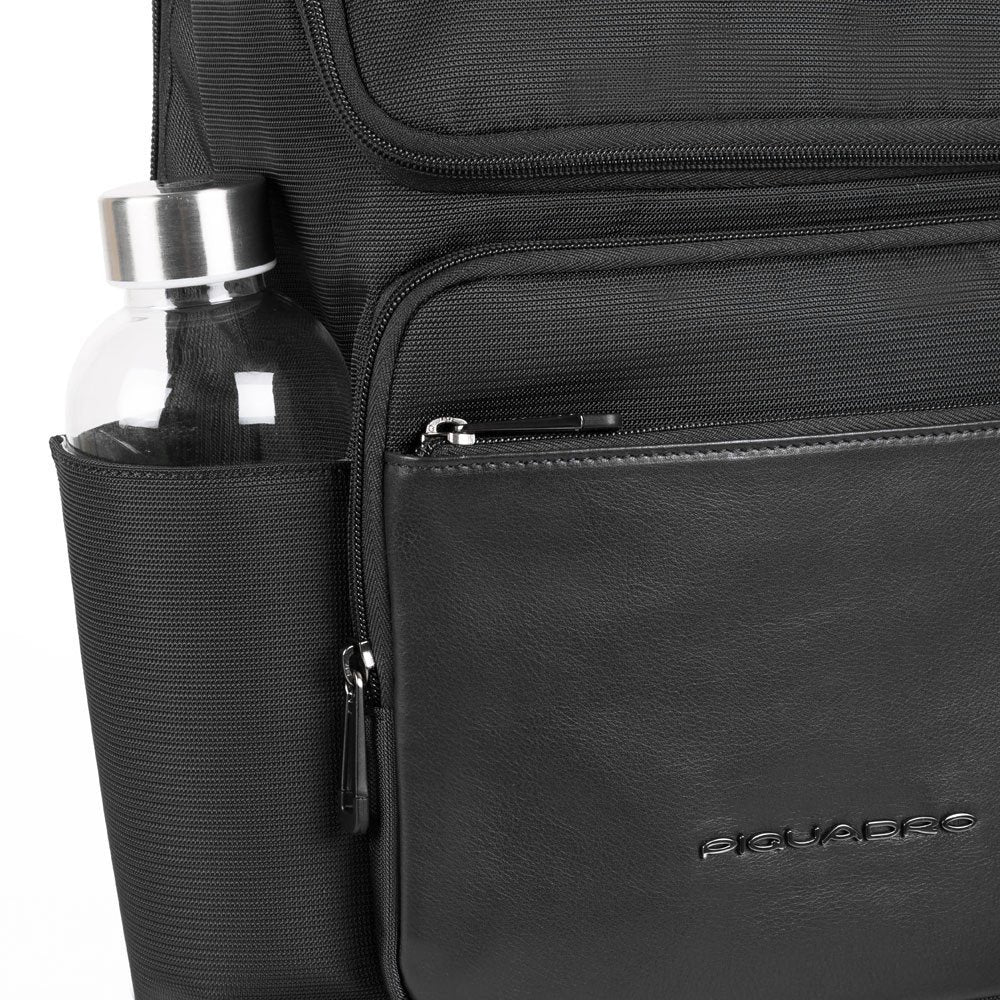 Zaino Porta Computer In Pelle E Tessuto Piquadro Nero CA5316S115/N