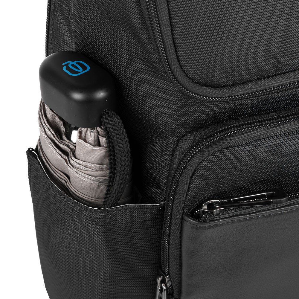 Zaino Porta Computer In Pelle E Tessuto Piquadro Nero CA5316S115/N