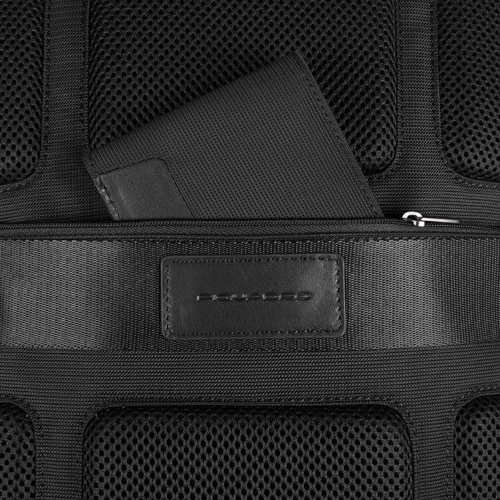 Zaino Porta Computer In Pelle E Tessuto Piquadro Nero CA5316S115/N