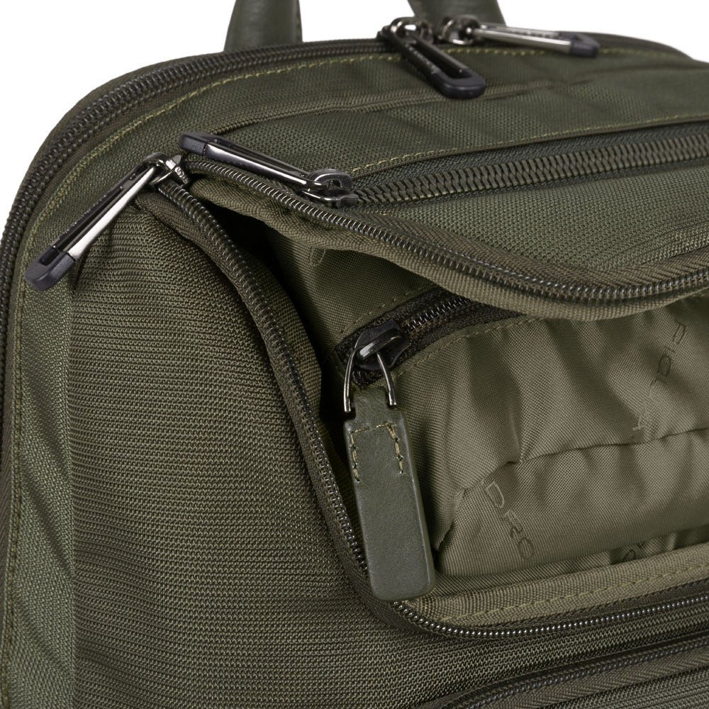 Zaino Porta Computer In Pelle E Tessuto Piquadro Verde Oliva CA5316S115/VE