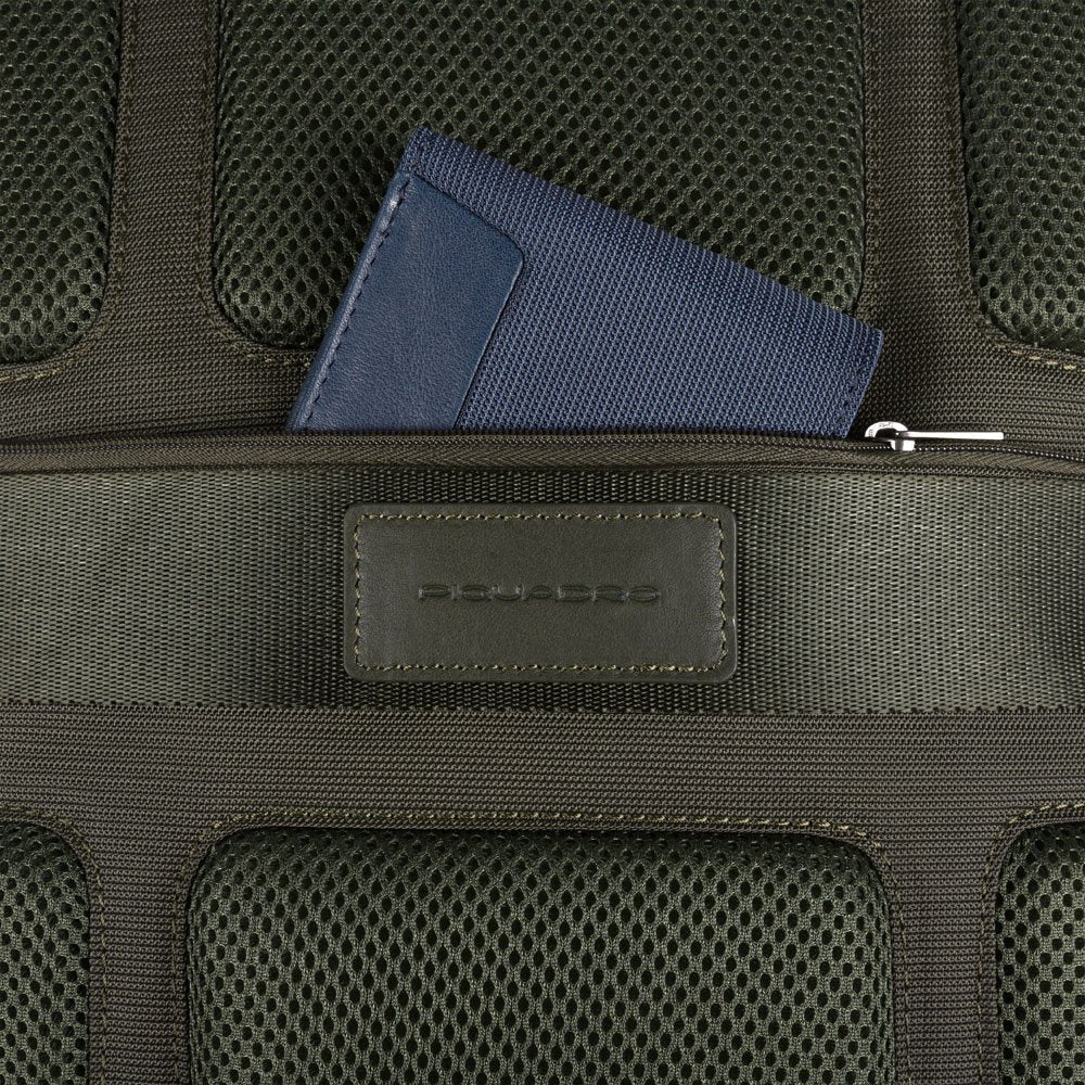 Zaino Porta Computer In Pelle E Tessuto Piquadro Verde Oliva CA5316S115/VE