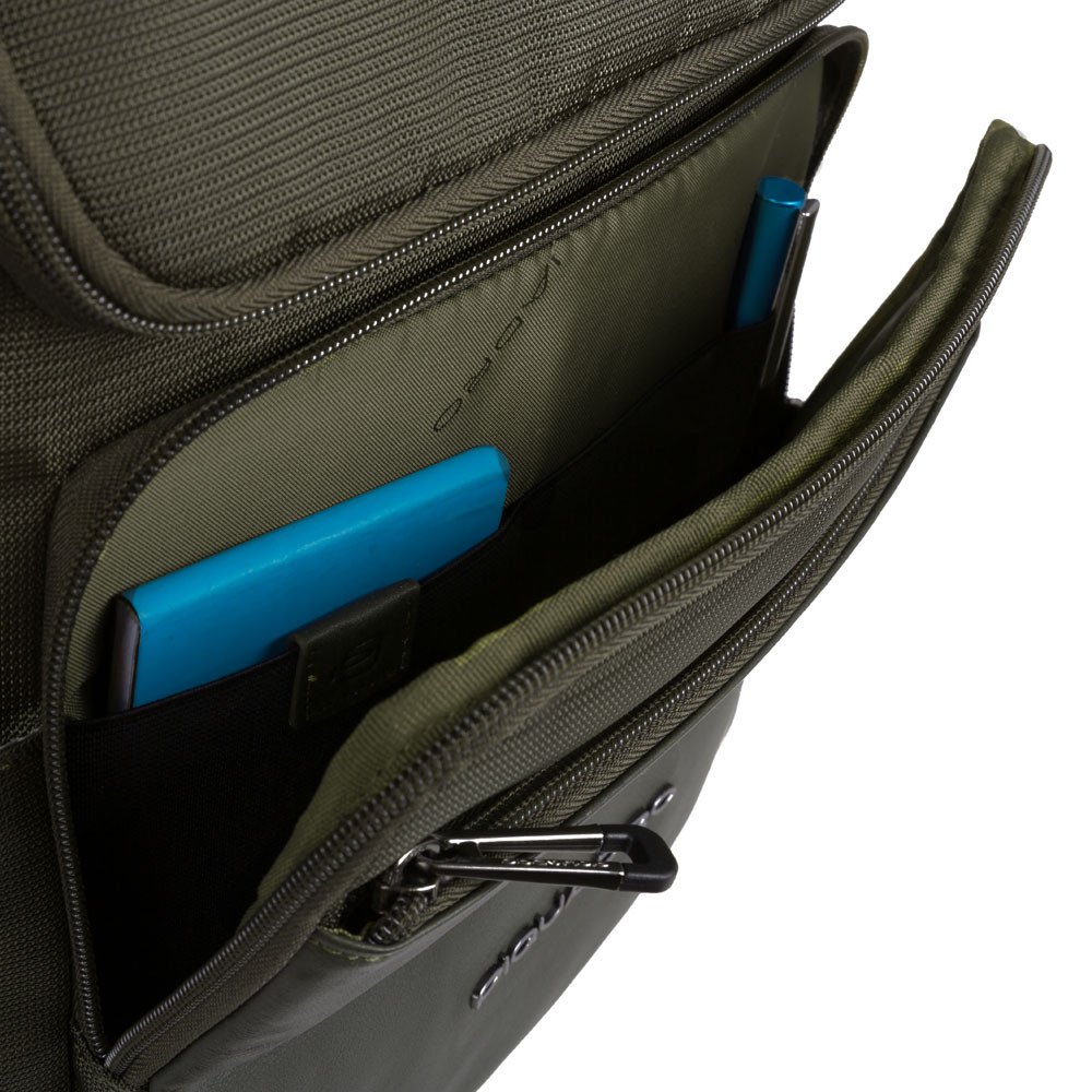 Zaino Porta Computer In Pelle E Tessuto Piquadro Verde Oliva CA5316S115/VE