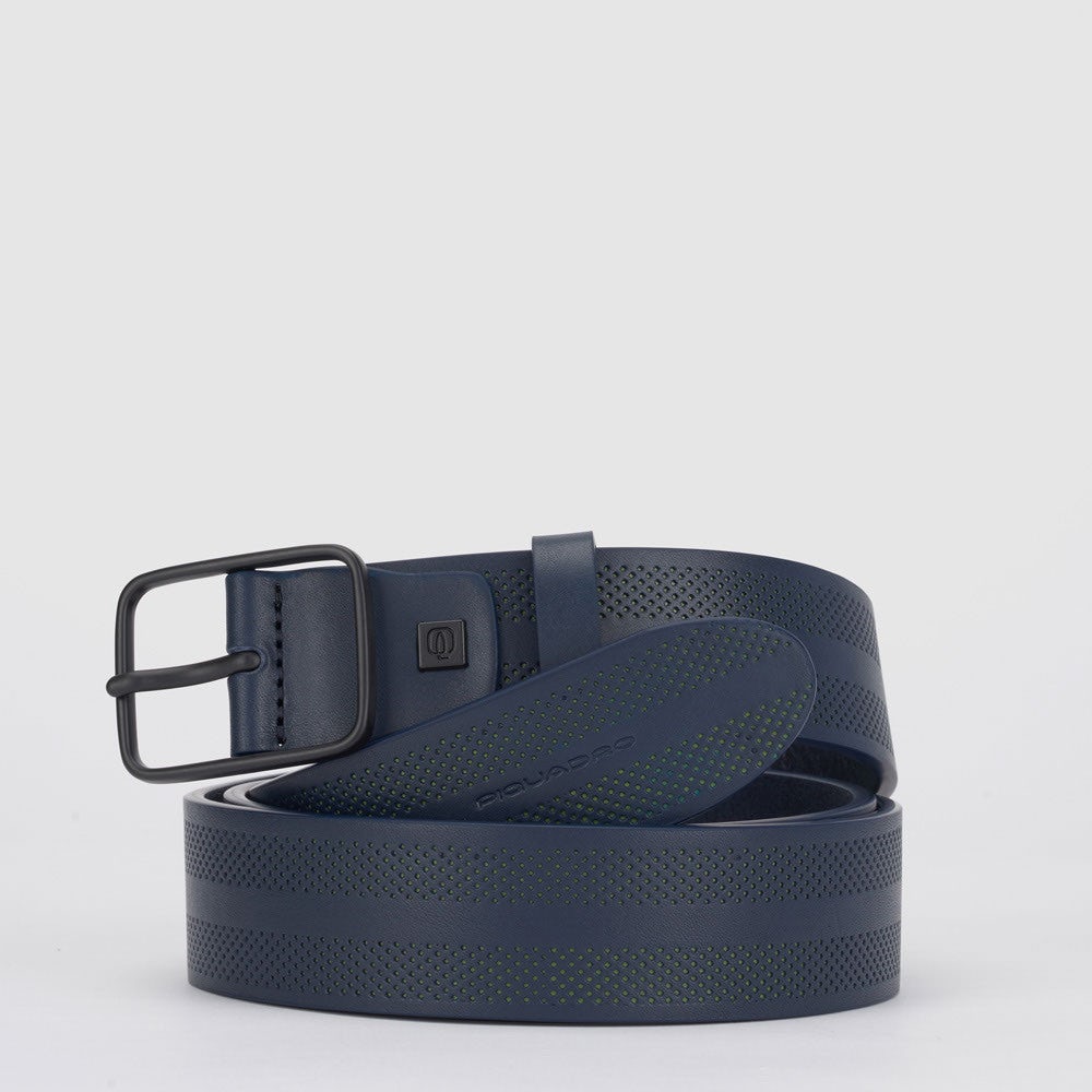 Piquadro CU5925C89 - Cintura Uomo Con Fibbia Ad Ardiglione Black-Teal