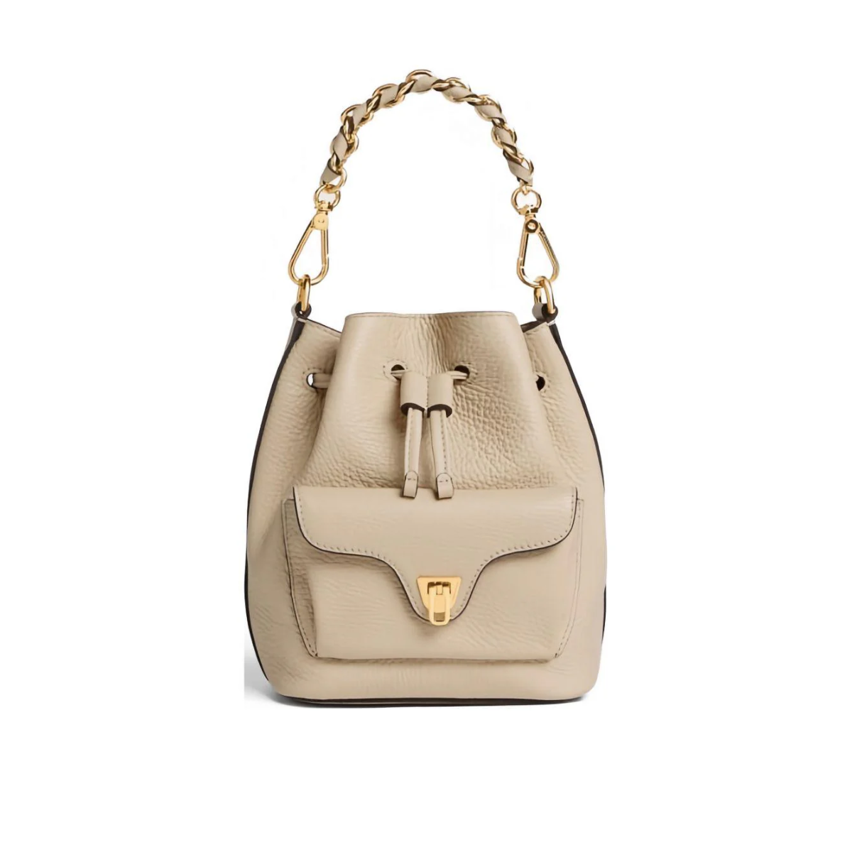 Coccinelle Beat Generation Small Secchiello in Pelle Sandshell