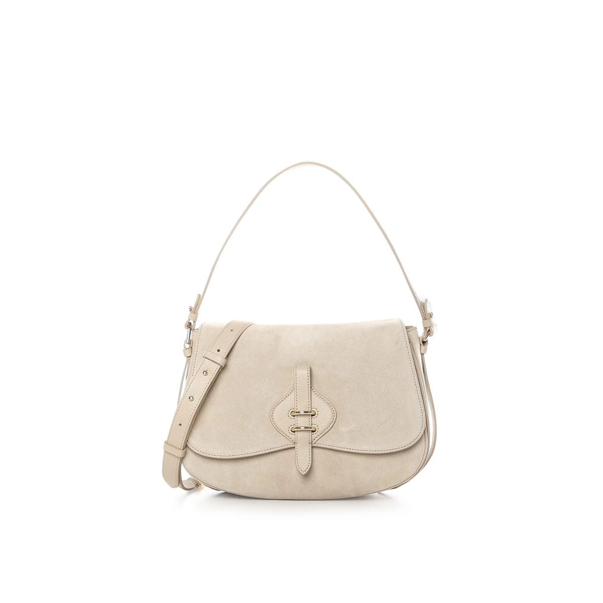 Coccinelle Mavery Large Borsa a Spalla in Suede Sandshell