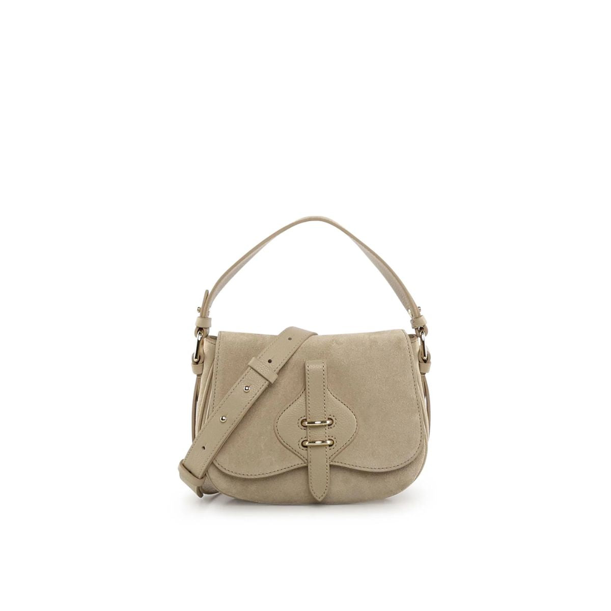 Coccinelle Mavery Small Borsa a Spalla in Suede Sandshell