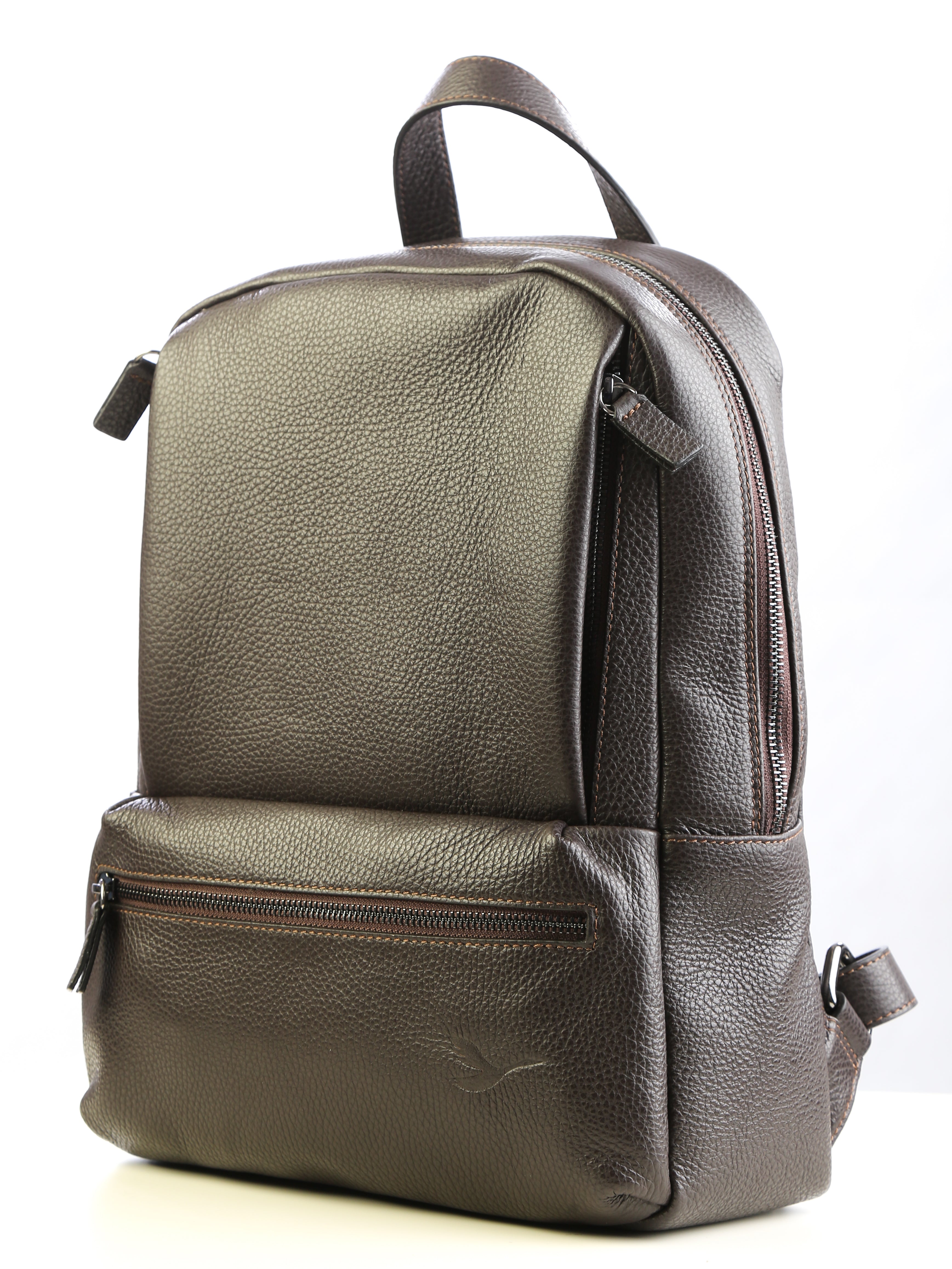 Lingua d'oca zaino in pelle testa di moro 181582.04