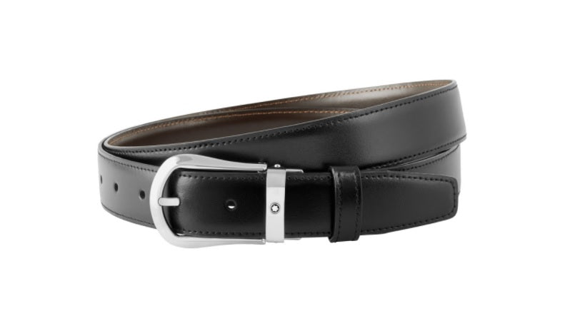 Cintura Montblanc reversibile regolabile nera/marrone 118425